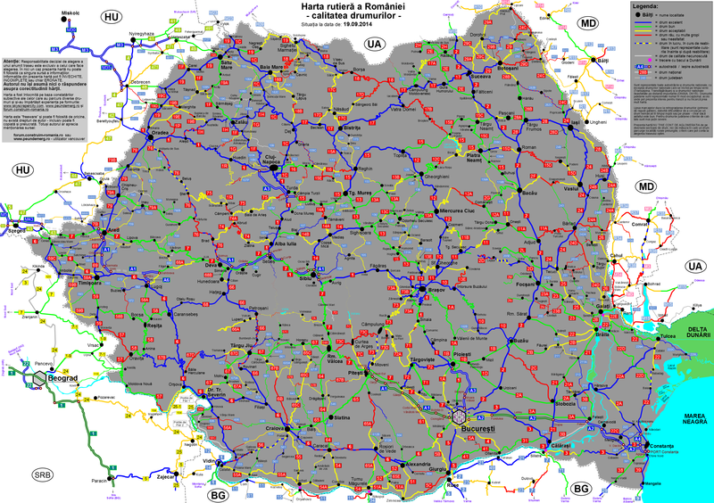 harta rutiera a Romaniei: calitatea drumurilor